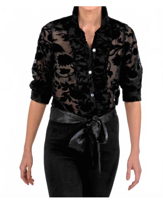 Gretchen Scott Black Ruffle Rumble Blouse