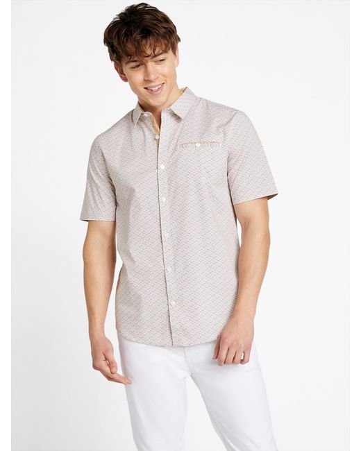 Guess Factory White Raddy Geometric Shirt for men