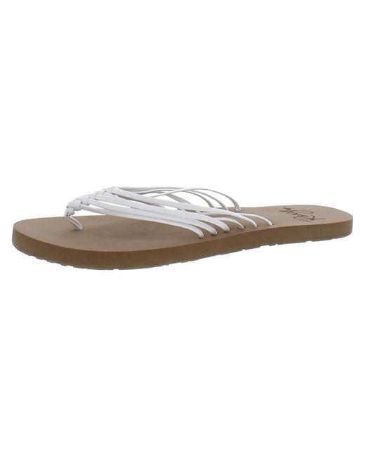 Roxy Natural Jasmine Faux Leather Strappy Flip-flops
