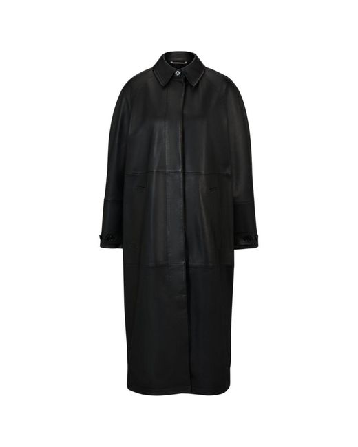 Boss Black Relaxed-fit Coat In Nappa Leather With Concealed Closure