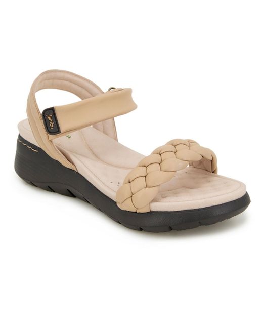 Jambu Natural Vicky Leather Braided Wedge Sandals