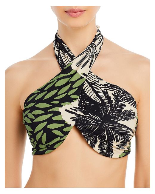 Johanna Ortiz Black Expresion Africana Halter Printed Bikini Swim Top