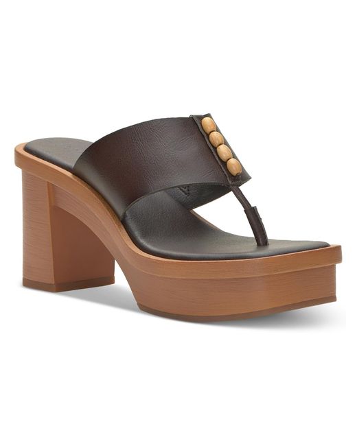 Lucky Brand Brown Faux Leather Clog Platform Sandals