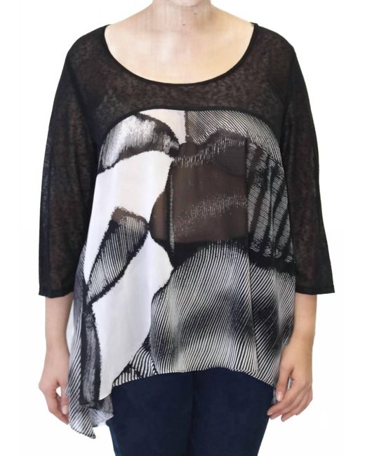 COLORS BY CARIBE Black Chiffon Slub Top