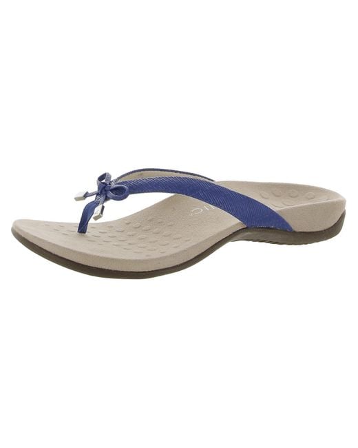 Vionic Blue Bella Ii Woven Embossed Slip On Thong Sandals