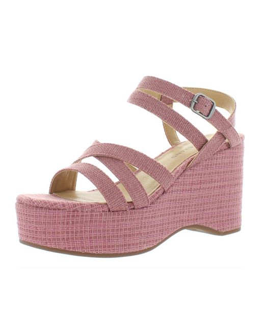 Lucky Brand Pink Carlisha Woven Ankle Strap Wedge Sandals