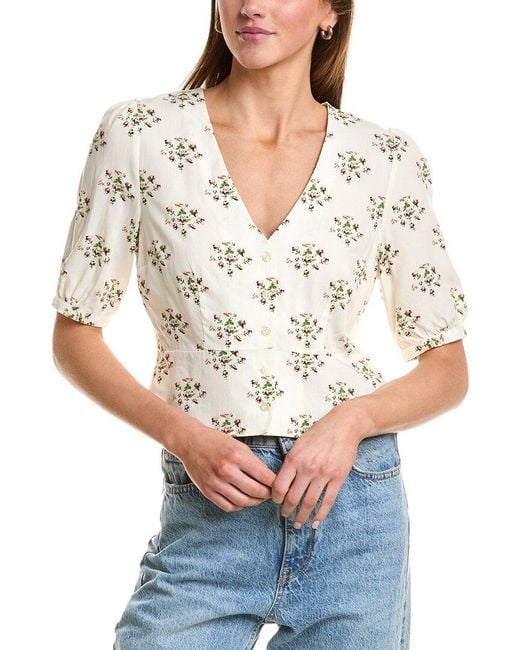 Kule White Button Cropped Blouse