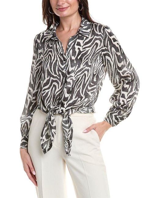 Vince Camuto Gray Tie-front Blouse
