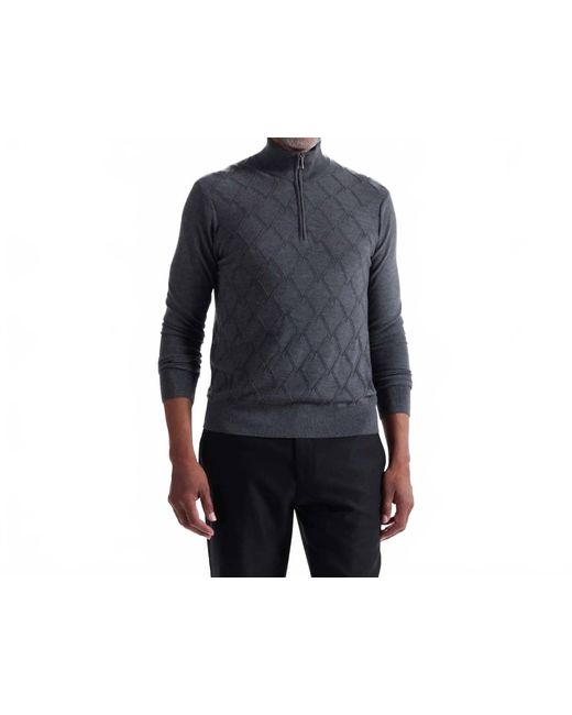 Bugatchi Black Textured 1/4 Zip Sweater for men