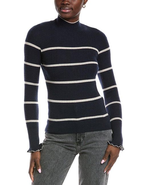 Autumn Cashmere Blue Breton Striped Cashmere Sweater