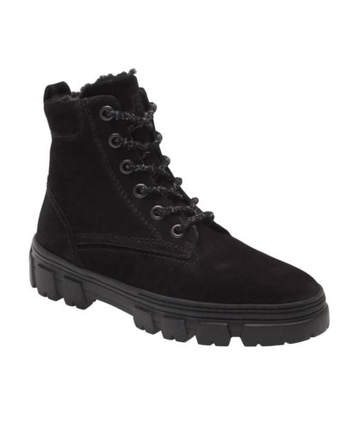 Paul Green Black Joaquin Genuine Shearling Moto Boots