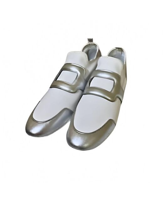 Roger Vivier Paris Metallic Leather Slip-On Sneaker