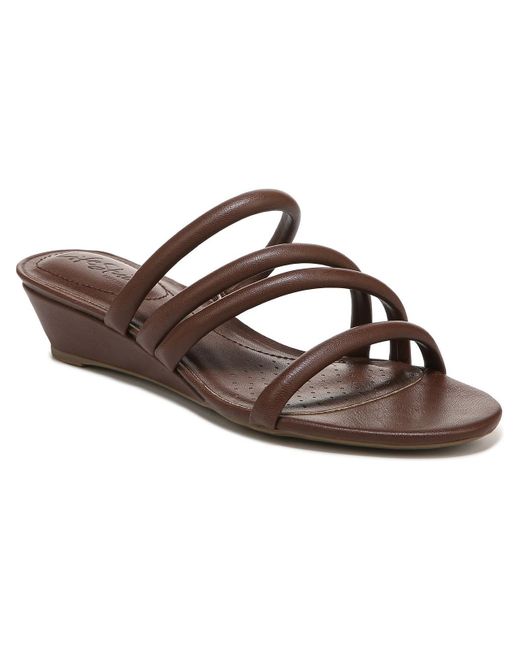 LifeStride Brown Yours Truly Open Toe Slip On Wedge Sandals