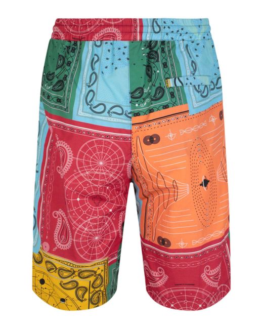 Marcelo Burlon Multicolor Bandana Nylon Shorts for men