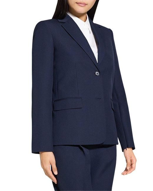 Theory Blue Zip Sleeve Wool-Blend Jacket
