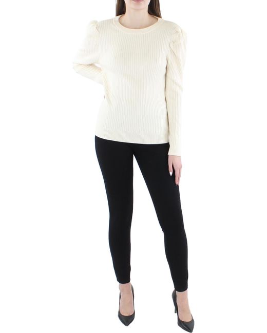 Cliche White Causal Ribbed Pullover Top