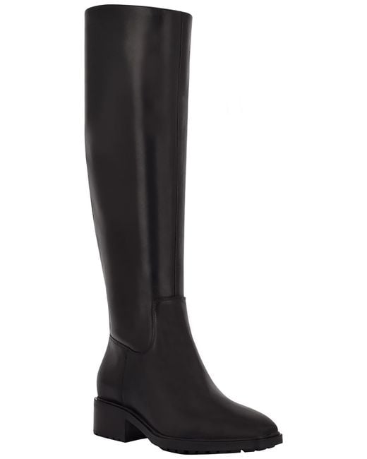 Calvin Klein Black Botina Leather Zipper Knee-high Boots