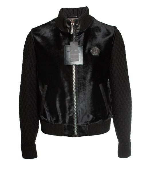 Philipp Plein Black Ponyskin Jacket for men
