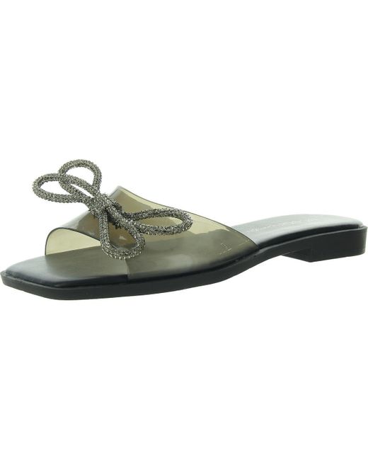 BCBGeneration Green Embellished Manmade Slide Sandals