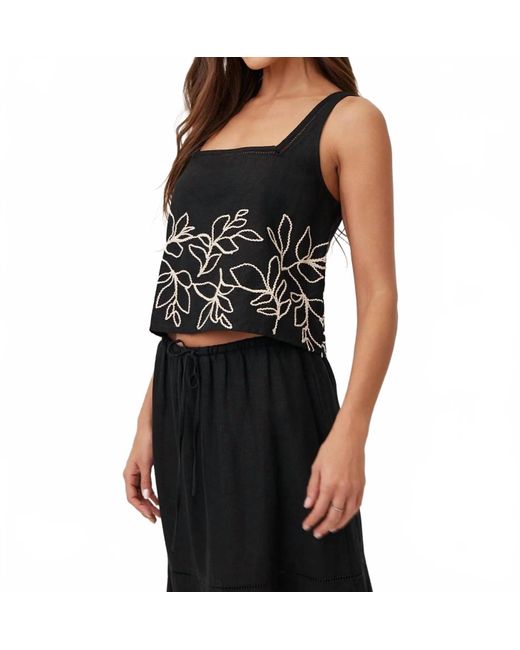 Bella Dahl Black Square Neck Ladder Trim Top