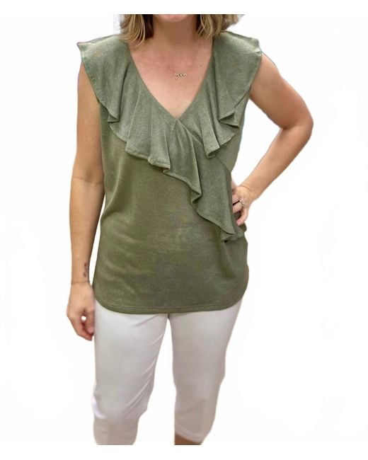 Marble Green Ruffle Tank Top