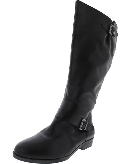David Tate Black Boost Leather Knee-high Boots