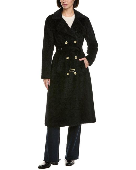 Cynthia Rowley Black Fuzzy Trench Coat
