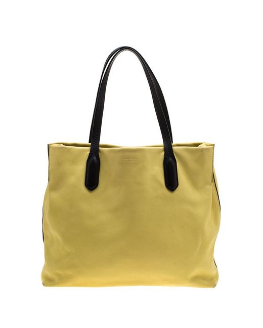 Lancel Yellow And Leather Tote