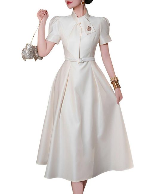 knee length dresses for ladies Square Neck Midi Dress  VINCENT JAMES
