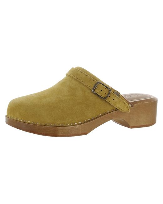 Re/done Brown Suede Buckle Clogs
