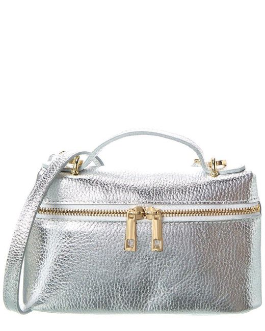 Persaman New York Gray Livia Leather Crossbody