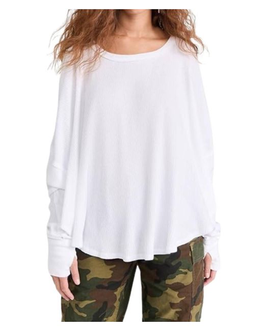 Free People White Microphone Drop Thermal Top