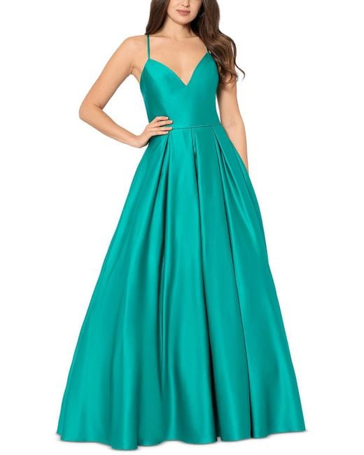 Blondie Nites Juniors Lace-up Sleeveless Evening Dress in Blue