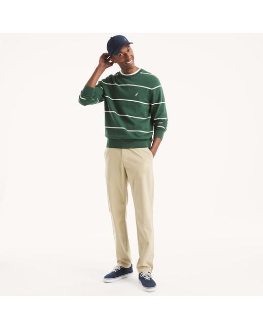 Nautica Green Flat-Front Performance Pant for men