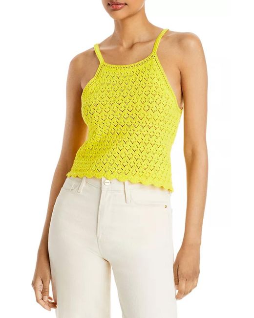 French Connection Yellow Nora Crochet Tank
