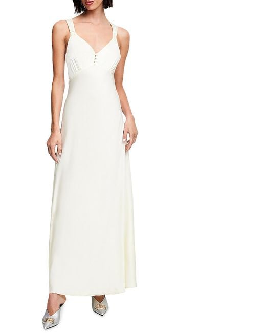 Lioness White Solid Satin Maxi Dress
