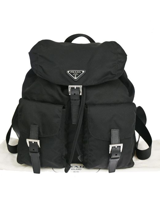 Prada Black Tessuto Synthetic Backpack Bag (pre-owned)