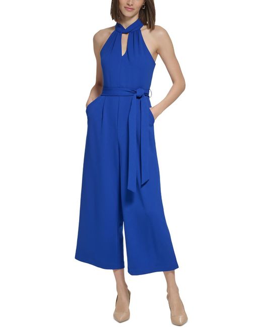 Calvin Klein Blue Solid Polyester Jumpsuit