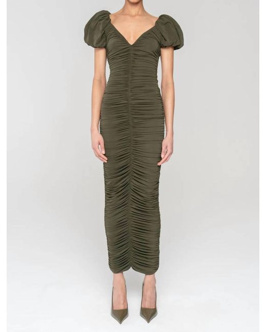 Ronny Kobo Women's Green Lupine Gathered Bodice Dress