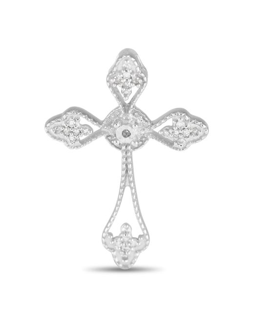 Non-Branded White Lb Exclusive 14k Gold 0.10ct Diamond Cross Pendant Pc4-10059w