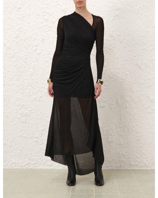 Zimmermann Black Illustration Gathered Dress