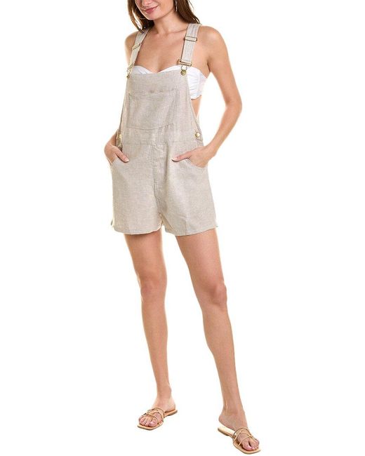 WeWoreWhat White Linen-blend Short Overall