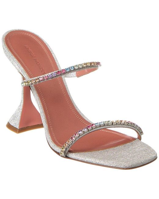 AMINA MUADDI Pink Gilda 95 Glitter Leather Sandal
