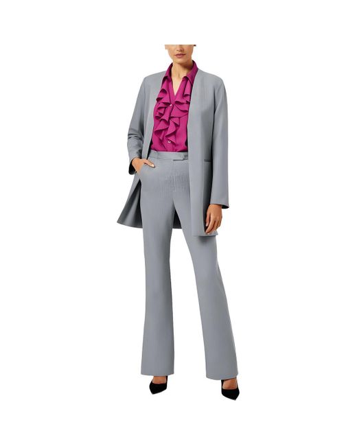 Calvin Klein Multicolor Petites Pinstripe Manmade Straight Leg Pants