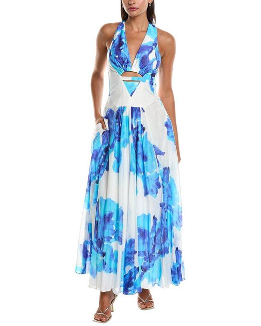 Nicholas Blue Silk-blend Maxi Dress