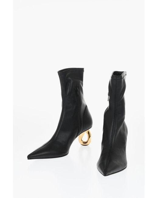 J.W. Anderson Black J. W.Anderson Pointed Chain Booties With Statement Heel 7 Cm