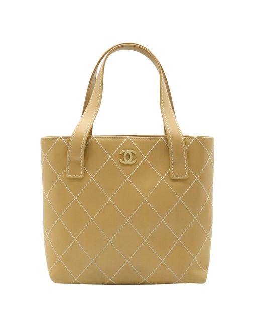 Chanel Yellow Wild Stitch Leather Tote Bag (pre-owned)