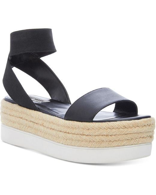 Steve Madden Blue Kylee Faux Leather Ankle Strap Espadrilles