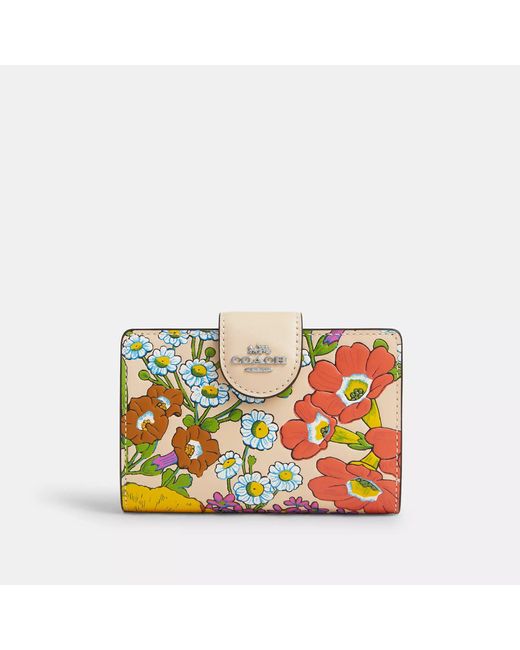 COACH Multicolor Medium Corner Zip Wallet With Floral Print