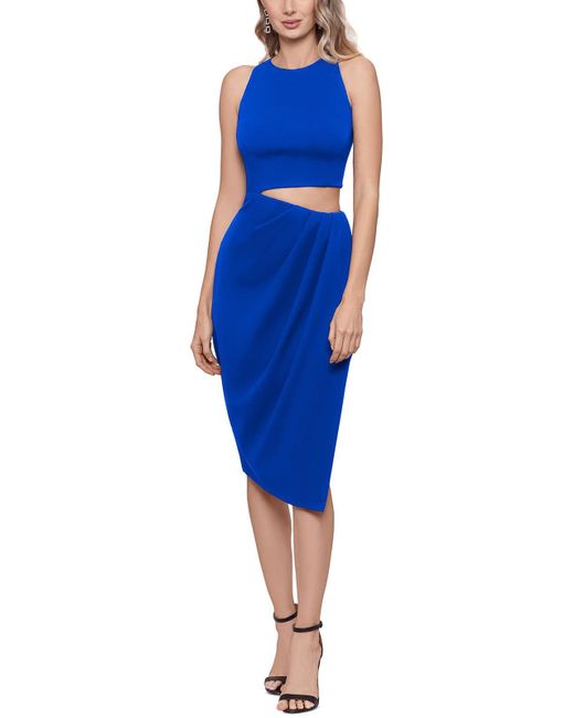 Betsy & Adam Blue Cut-out Knee-length Cocktail And Party Dress